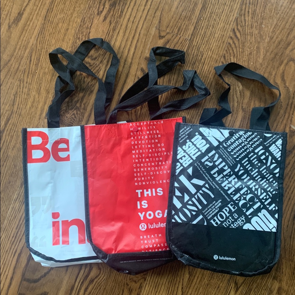 Set of 3 Small Lululemon Tote Bags -Red/Black